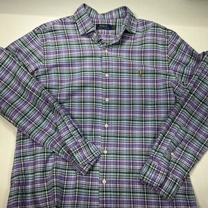 Polo Ralph Lauren Purple Plaid Long Sleeve Button Down Shirt Men's‎ Large